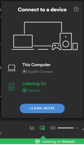 Volumio spotify plugin